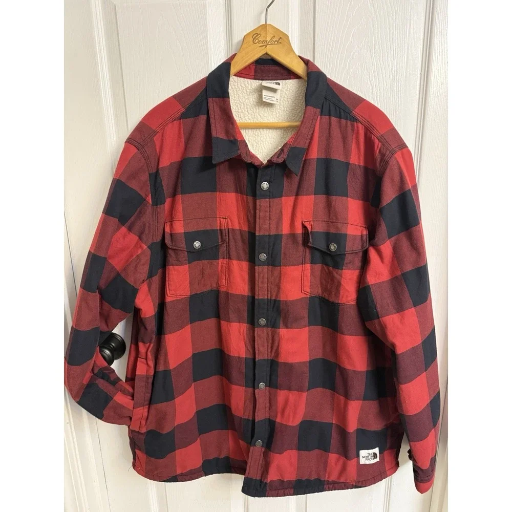 The North Face Campshire Sherpa Lined Shirt Jacket Men's Size 2XL Buffalo Check